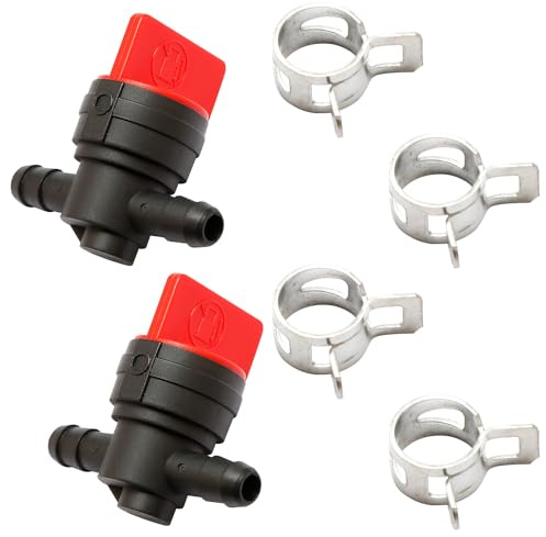 Vanyibro 1/4 Inline Fuel Cut Off Valve with Clamps,Straight Gas Valve for Lawn Mower Engine Parts
