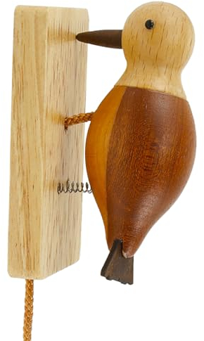 IXTIX Aldaba de puerta de madera – Timbre de puerta de pájaro carpintero, adornos antiguo, creativo timbre de puerta de pájaro carpintero, aldaba para puerta con sonido claro para casa de té,