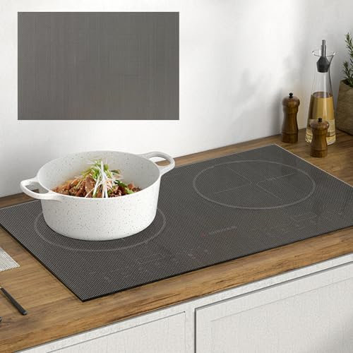 OMJMYY 52x80cm Große Induktion Schutzmatte Silikon Induktionskochfeld Schutzmatte Induction Cooker Silikonmatte Induktion Herdschutz Matte Wärmeisolierte Pad für Induktionsherd, Grau(Magnetisch)