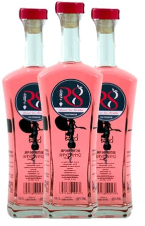 Ginebra R8 Premium Gin. Fresa 70 cl (Caja de 3 Botellas de 70 cl)