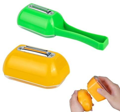 Tuxxjzm Pelapatate con contenitore, pelapatate per verdure con contenitore | Pelapatate da cucina multifunzionale - Set di 2 pelapatate multifunzionali, strumento per sbucciare frutta e verdura