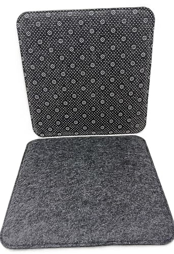 Geschenkestadl 4 Stück Sitzauflagen Anthrazit zweiseitig Filz 35cm Anti Rutsch Noppen Sitzkissen