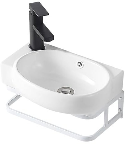 Lavabo Ovale En Céramique À Suspendre Au Mur,Angle Lave Main,Petit Lavabo Mural,Meuble Lave Main,Mini Lave Main,Lavabo Salle De Bain,Meuble Lave Main Wc Avec Vasque Angle,Minimalist(White,17/43cm(L))
