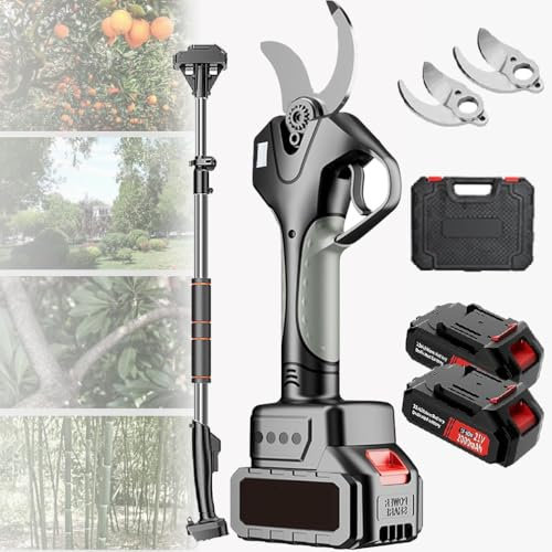 LJPZYOY Cesoie da Giardino elettriche, cesoie da potatura per Alberi da 45 mm, Forbici da potatura a Lunga Portata, Forbici da potatura elettriche a Batteria per siepi, cespugli, frutteti, con Asta