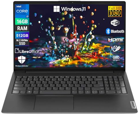 Lenovo, Notebook Pc Portatile, Display 15,6 Full HD, Intel Core i7-13620H 10 Core 3.6 Ghz, Ram 16 GB DDR5, 512 GB SSD NVMe, Win 11 Pro Pronto All'uso