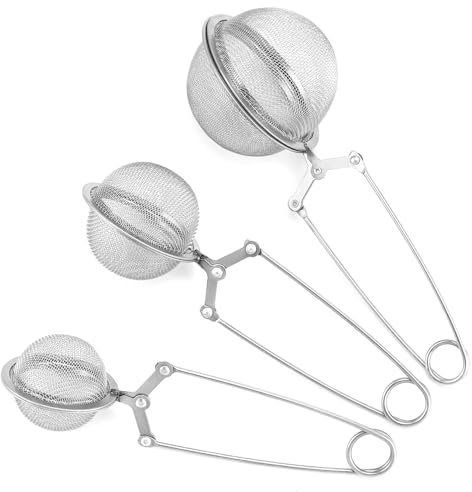QWORK® 3 Piezas pinzas para té, colador de té de acero inoxidable 304, bolas de té coladores para té suelto