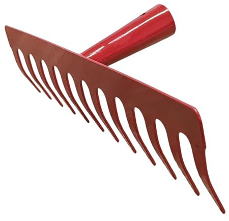 Garten Gerät Harke Rasen Boden Erde Rechen Metall Zinken Gartenrechen mit und ohne Holz Stiel (Harke rot 12 Zinken ohne Stiel)