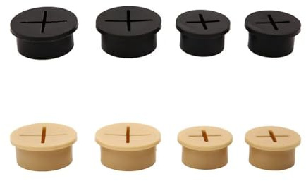 XXCLW 10 passacavi flessibili in silicone per tavolo, scrivania, console TV e copertura dei fori per mobili (nero, 25 mm)