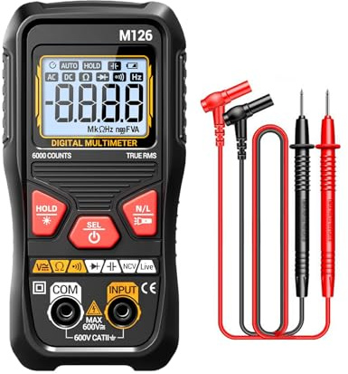 Multimètre numérique - Testeur de mètre volt | Multimètre numérique multifonctionnel pour tension, courant, résistance, continuité, capacité | Testeur électrique de l'administration automatique à