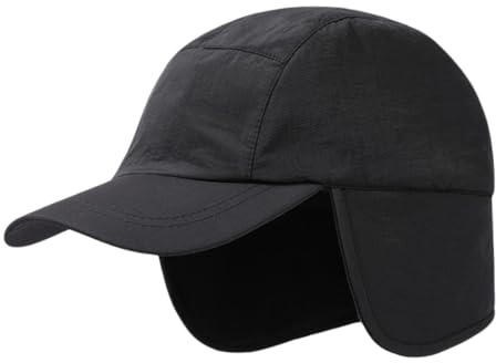 Baseballcap mit Ohrenklappen Herren Schirmmütze Ohrenschutz Wintercap Cap Baseballmütze Herrencap Dicke Warme Wintermütze Basecap Kurzer Hut,für Outdoor-Aktivitäten im Winter,Schwarz
