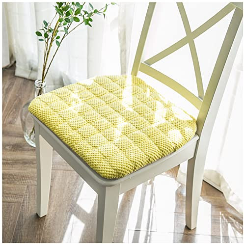 Trapezoidal Kitchen Chair Cushions 40x45cm Removable Upholstered Seat Pads with Ties Outdoor Indoor Use Yellow Pack of 4 Perfect for Dining and Garden Chairs