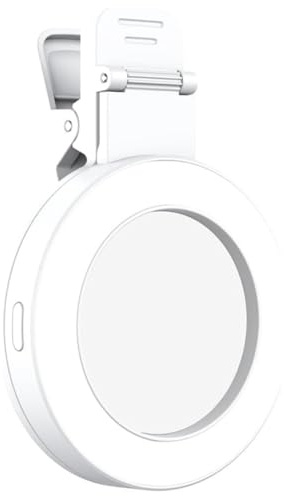 Fangxuee Luz para Selfies 3 Modos de Luz, Anillo de Luz LED Giratorio de 180°, Luz para Teléfono, Espejo para Selfies Recargable, Color