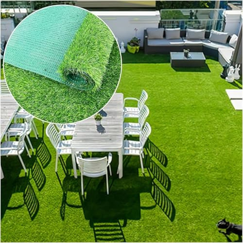 WLCNYL Césped Artificial sintético de 2 cm de Grosor con Orificios de Drenaje, Alfombra cortable (2 x 4 m) (Verde 2 x 1 m)