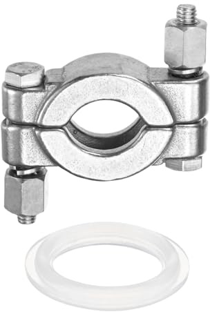 sourcing map Stainless Steel Sanitary Bolted Pipe Clamp Flange OD 1 (25.4mm) High Pressure Clamp Flange OD Fitting Connection with Silicone Gasket for Cosmetics Factory Pipes