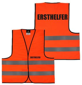 Falkenheyn Warnweste mit Aufdruck - Sicherheitsweste Notarzt Sanitäter Brandschutzhelfer Ersthelfer Ordner Rücken/Front- Druck - Gelb Orange M/XL/XXL/5XL
