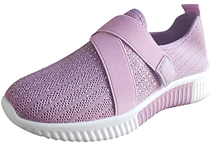 Generiska sneakers damer glitter eleganta, fritidsskor damer sportiga sportskor fashionabla slip-skor tjock sula damskor bekväma promenadskor lätta joggingskor halkfria träningsskor, lila, 41 EU