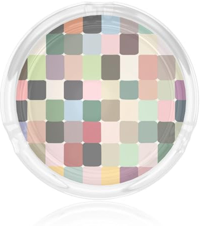 Ash Tray Glass Ashtray, Ashtrays for Smokers Indoor Tabletop Decoration (Simple watercolor grid)