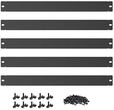 ynVISION.DESIGN Rack Blank Panels for 19” Server, Network & AV Racks | Steel Filler Plate | 10 Sets of Cage Nuts, Screws, and Washers Included | Universal Rack Accessory (5, 1U)