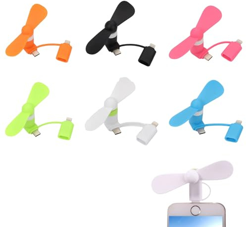 Rakiuty Ventole per Cellulare,Ventilatore di Tipo C,6 Pezzi Ventilatores per Cellulare,Mini Ventola Usb Portatile 2 In 1,Ventilatore Silenzioso Portatile,per Telefoni i-Phone/USB di Tipo C,6 Colore