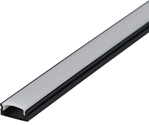 SET: 100cm Profil LED für LED Streifen, aluminium led profil LT4 + Abdeckung (Schwarz Milchig)