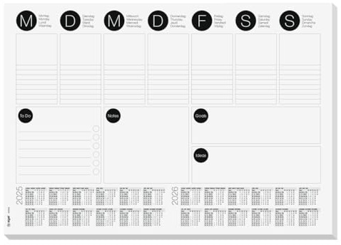 SIGEL HO506 Sous-main en papier, calendrier sur 2 ans, un espace pour chaque jour de la semaine et to-do-list, A3 (42 x 29.7 cm), 30 feuilles