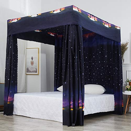 Mengersi Tenda a baldacchino per letto a quattro angoli con stella galassia, decorazione per camera da letto, per ragazze e adulti, antivento, resistente alla luce, idea regalo per bambini (queen