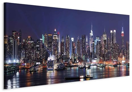 B&D XXL - Leinwandbild Wohnung City Stadt, Schlafzimmer, Wohnzimmer, modern | Hochwertige Leinwand, sofort aufhängbar, ideal fürs Wohn- oder Schlafzimmer, wasserfest und lichtecht, langlebig, stilvoll