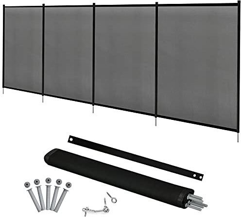 COSTWAY Barrière de Protection Piscine 360 x 125 cm, Clôture Barrière de Sécurité pour Piscine en Tissu Cadre en Aluminium Résistant 4 Panneaux, Noir