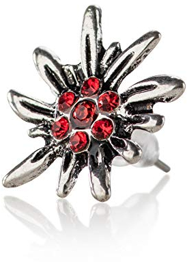 Ohrstecker Edelweiss - Trachten Ohrringe Dirndl & Lederhose (Rot)