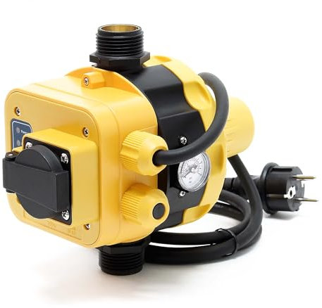 Wiltec Druckschalter EPC-5.1 230V 1-phasig bis 10 bar, Druckwächter mit Trockenlaufschutz für Hauswasserwerke und Pumpen, zuverlässige Pumpensteuerung