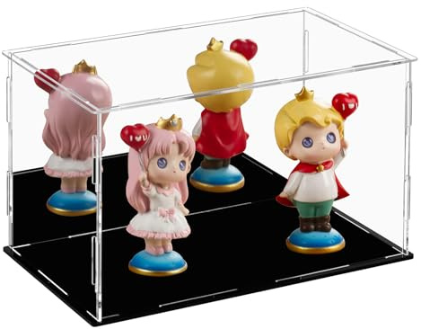 Dezzer Acrylic Display Case Box with Black Base, Assemble Countertop Clear Acrylic Dustproof Protection Showcase for Action Figures Toys, Collectibles, Home Storage (25x15x15cm)