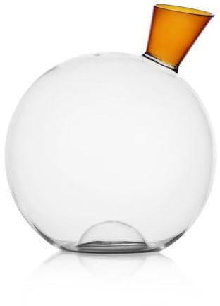 Ichendorf Milano Decanter Trasparente e Ambra | Collezione Travasi | 190 cl | Vetro Borosilicato | Fatto a Mano