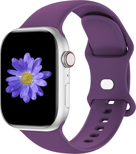 Cindgress Sportband kompatibelt med Apple Watch 41 mm 38 mm 40 mm 42 mm för kvinnor män, mjuk silikonrem för iWatch armbandsserie Ultra SE 11 10 9 8 7 6 5 4 3 2 1 S/M lila