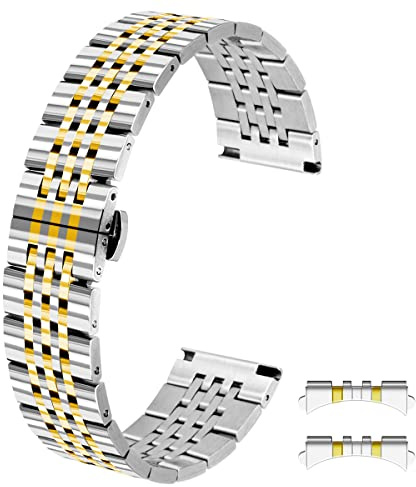 Kai Tian 18mm 20mm 22mm Silber Schwarz Gold Roségold Zwei Ton Armband Verjüngt Gerade & Gebogene Enden Rostfreier Edelstahl Poliert Uhrenarmband für Männer Frauen