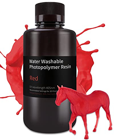 ELEGOO Resin Wasser Abwaschbar 1000g Transparent Rot, 405nm LCD UV-Härtung 3D Drucker für MSLA/LCD/DLP
