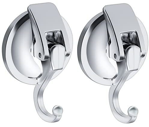 2 Pack Suction Hooks, Vacuum Suction Cup Hooks Powerful Push Removable Heavy Duty Hooks for Kitchen, Bathroom and Living Room Pendants with a Maximum Load of 5KG