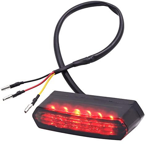 Biqing Feu Arrière de Moto LED 12V,Mini 6LED Frein à LED Feu Stop Moto pour Moto Cruiser Vélo ATV(Fumée)