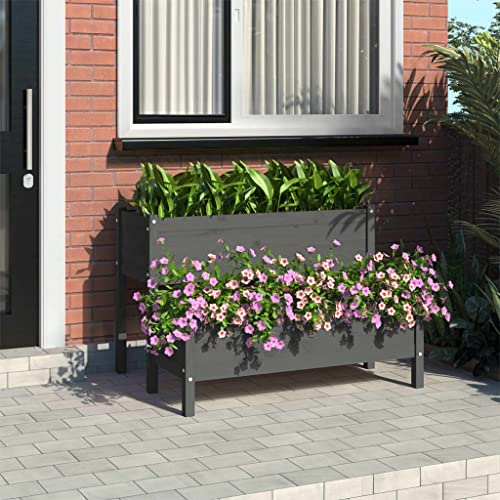 puraday Hochbeete Für Garten 110x84x75 cm Blumenbeet Pflanzkübel Gemüsebeet KräUterspirale XXL Hochbeet Massivholz Kiefer Pflanzbeet Blumenkasten Pflanzgefäß Grau
