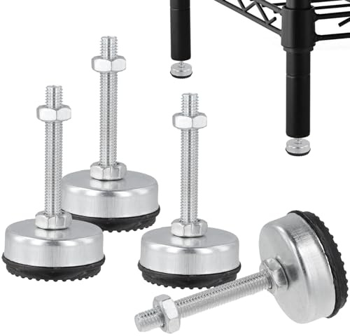 4 Packs M8 Furniture Leveling Feet, Heavy-Duty Table Leg Levelers with Locking Nuts, Adjustable Thread Leveling Screw Legs for Furniture Machine Workbench, 3’’H