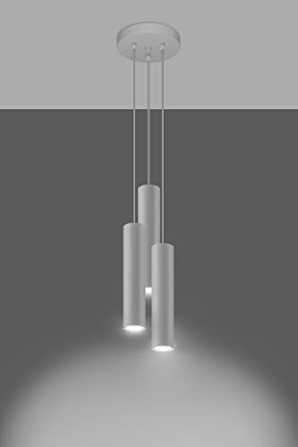 MiaLux CASTRO 3P Hängelampe mit Drei Zylindrischen Schirmen – Verstellbarem Kabel, GU10-Fassung - Glühbirne Enthalten – Hängeleuchten & Pendelleuchten – 20x20x110 cm – Weiße