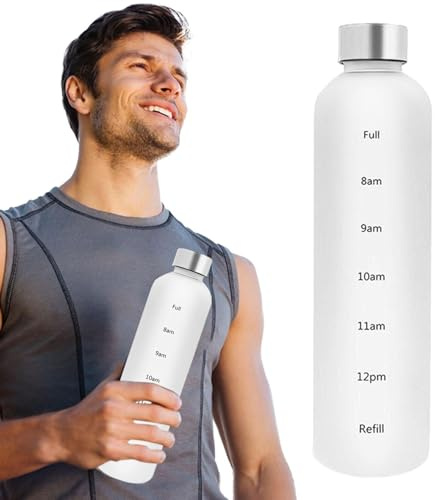 Bouteille D'eau De Motivation 1L - Gourde Sport Motivation Avec Marquages De Temps - Gourde Ergonomique, Bouteille Anti Fuite, Convient Pourla Randonnée, L'école, Le Bureau, En Plein Air