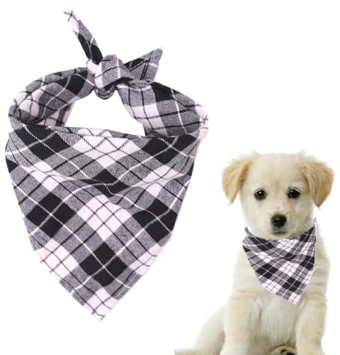 Bandana Chien,Écharpe pour Chien à Carreaux, Triangle d’Animaux de Compagnie Foulard, Classique Bandana en Coton à Carreaux, Bandana pour Chien Ajustable, pour Petits Moyens Grands Chiens Animaux