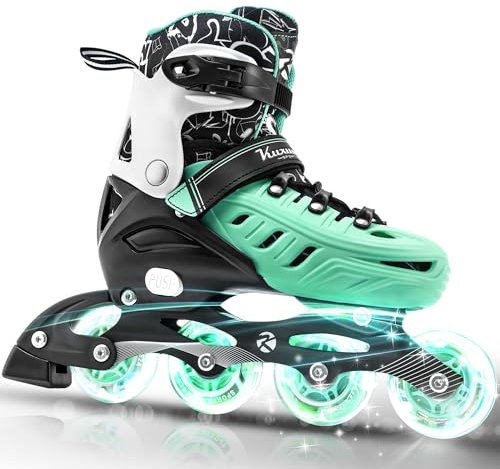Kuxuan Skates Inline-Skates für Kinder Einstellbare Fun Illuminating Skates für Mädchen, Jungen, Frauen Outdoor-und Indoor-Anfänger