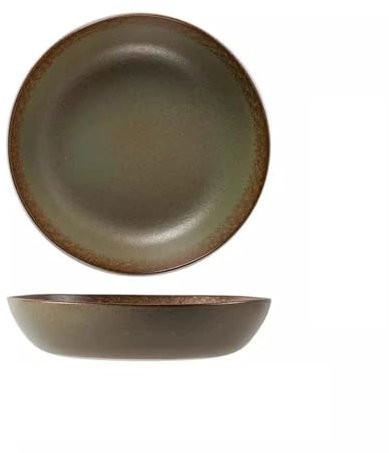 Platos de Cena Reutilizables Plato Antiguo Chino de Gran tamaño Plato Hondo de cerámica Plato Redondo Retro Plato de Sopa Plato de Cena Textura Mate Plato Grande Platos de Ensalada para Cocina