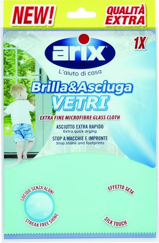 Arix | 1 sécheuse à vitres, 32 x 30 cm, Chiffon en Microfibre pour vitres, Chiffon Anti-Halos et Empreintes digitales, séchage Extra Rapide, 1 pièce
