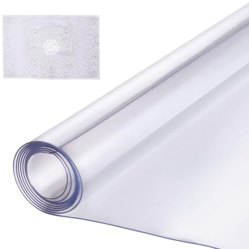 VEVOR Plastic Table Cover, 30 x 60 Inch 1.5 mm Thick Clear Desk Protector, Rectangle PVC Desk Mat, Waterproof & Easy Cleaning Desk Pad Tablecloth, for Office Dresser Dining Room Table Night Stand