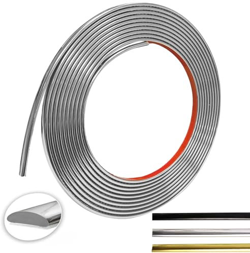 Moulure Adhesive Murale Argenté 8 M x 8 mm x 3 mm, Flexible PVC Moulure Murale pour Calfeutrage et Garniture, Baguette de Finition pour Mur, Porte, Plafond, Sol, Armoire, Meubles (Argenté, 8M)