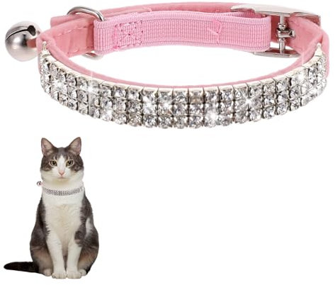 Collier Rose pour Chat et Chaton avec Clochette - Souple et Réglable - Accessoire Mignon pour Petit Chien