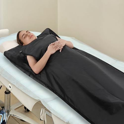 Manta de sauna por infrarrojos de 180 x 160 cm, para el hogar, profesional, terapia de desintoxicación, sauna portátil, con 4 protectores de seguridad para sudoración caliente, relajación,
