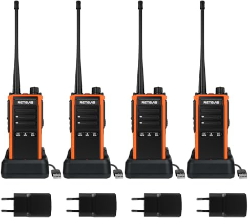 Retevis C65B Walkie Talkie, Robuster IP67 Funkgerät, 1800 mAh Schnellladefunktion, Farblich Abgesetztes Gehäuse, 3 Schlüssel, PTT, funkgeräte mit Großer Reichweite für Baustelle(4er-Pack)
